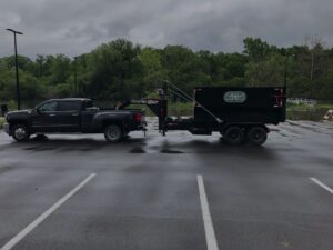 A truck is parked in the parking lot